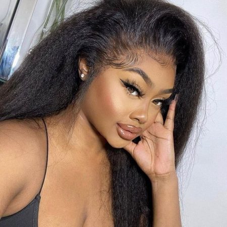Kinky Straight Hair Human Lace Front Wigs