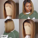 1b 27 ombre colored bob wig honey blonde short human hair wigs with dark roots