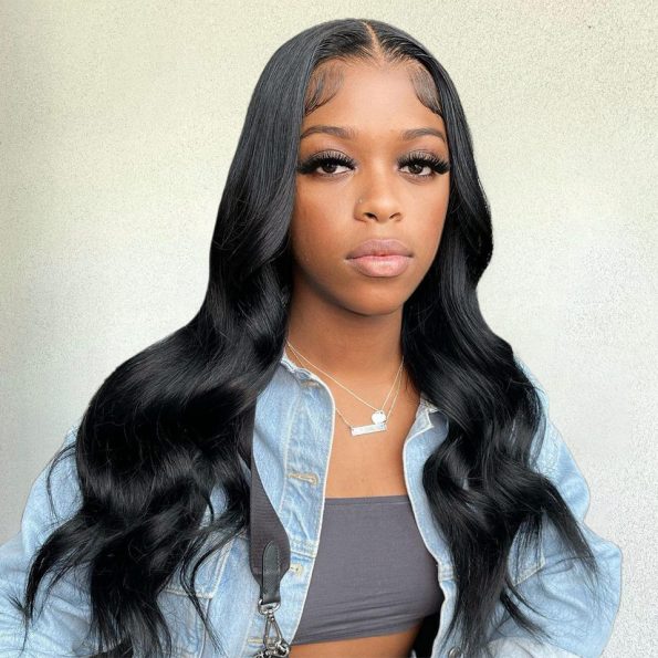 body wave hair natural black wig