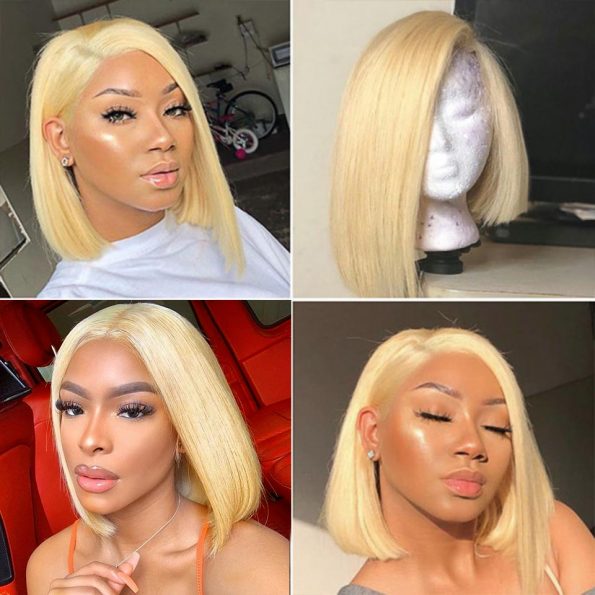 Blonde Lace Front Bob Wigs Straight Hair Short Wigs On Sale
