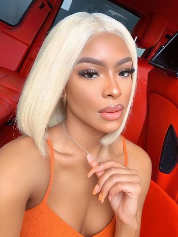 Short Blonde Bob 13×4 13x6 Lace Wig 613 Blonde Straight Hair 180% Density