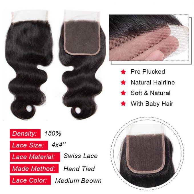 body wave hair closure