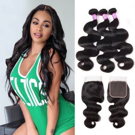 Brazilian Body Wave Hair Bundles With 5x5 Lace Closure Virgin Hair Bundles With Closure