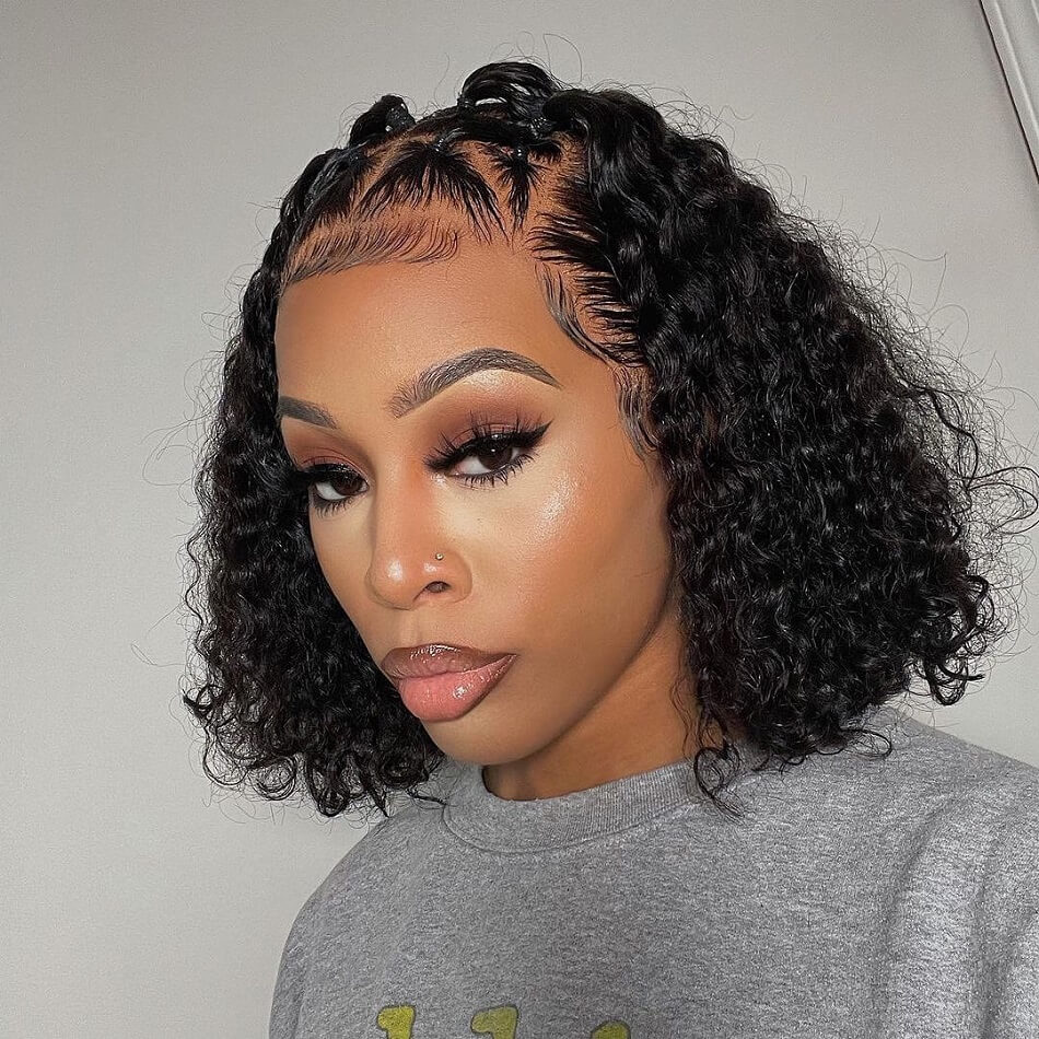 Short Curly Bob Wig Curly Lace Wig - Mscoco Hair