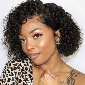 Pixie Wig Water Wave Hair Lace Front Wig 180% Density