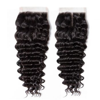 Human Hair 4x4 Deep Wave Hair Lace Closure Free Part Brazilian Hair Lace Closure