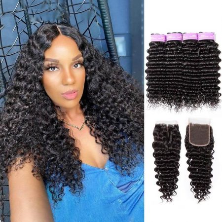 deep wave 4 bundles with 4x4 lace closure