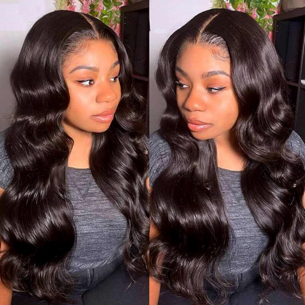Natural Black Body Wave Lace Front Wig
