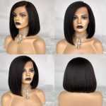 Yaki Bob Wig Short Human Hair Lace Front Wig
