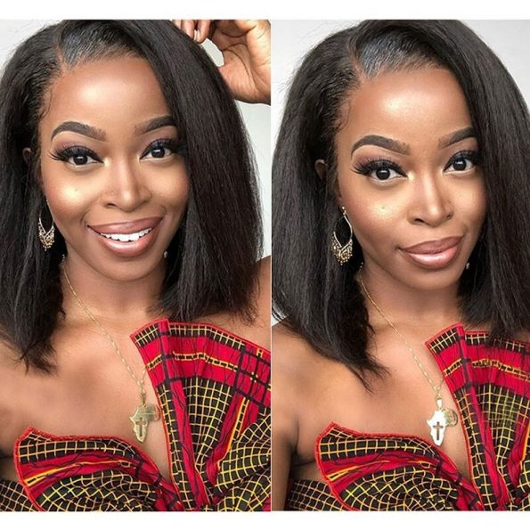 Yaki Bob Wig Short Human Hair Lace Front Wig