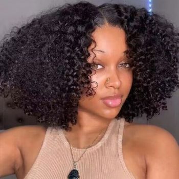Glueless Kinky Curly 6×5 Pre Cut HD Lace Closure Short Wig Pre Bleached Knots Wear & Go Wig