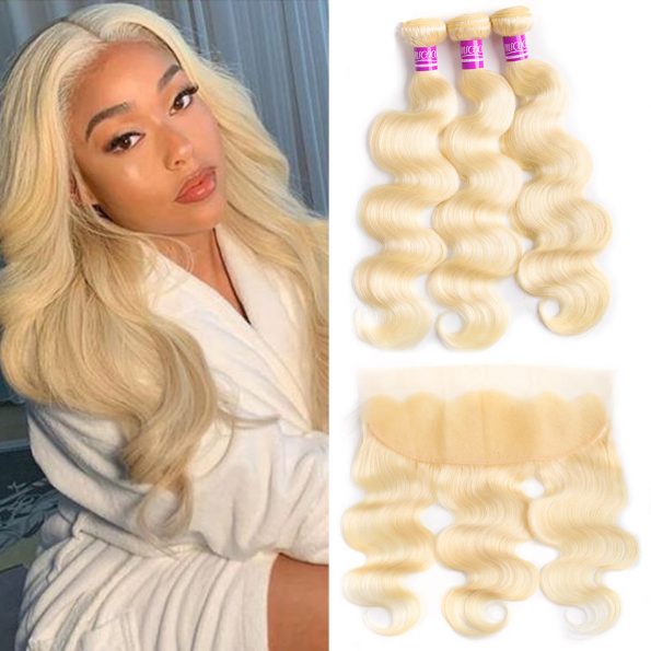 Mscoco Hair 613 Blonde Bundles With Lace Frontal