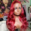 red lce front wig