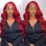 red color lace front wig
