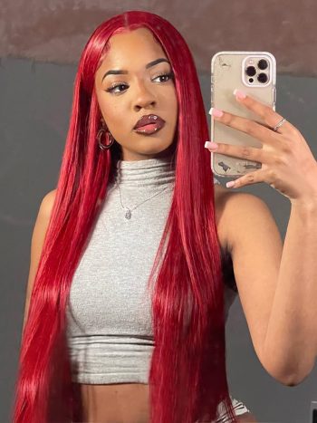 Glueless Red 6x5 13x4 Lace Frontal Wig Colored Straight Hair HD Lace Wig