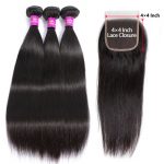 straight hair 3 bundles with closure