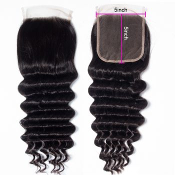 Mscoco 5x5 Lace Closure Loose Deep Wave Human Hair Closure With Baby Hair