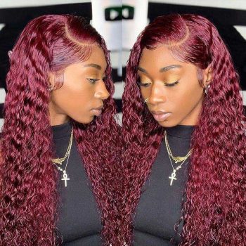 Glueless 99J Colored 6x5 13x4 Lace Wig Burgundy Curly HD Lace Frontal Wig