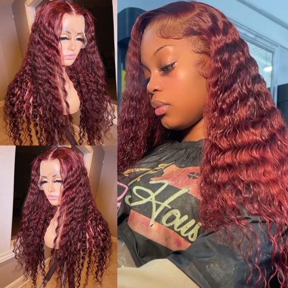 Colored Lace Front Wig In Deep Wave Hair