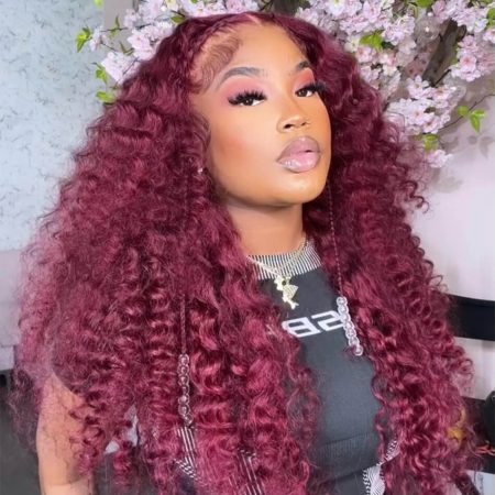 deep wave burgundy wig