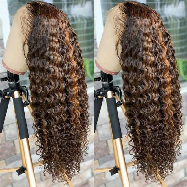 Deep Wave 13x4 Lace Wig In Highlight Mix Color