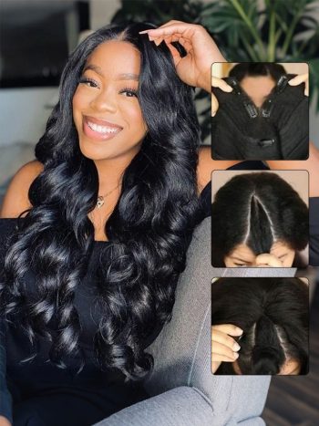 Classy & Gorgeous V Part Wig Loose Body Wave Human Hair Thin Part Wig