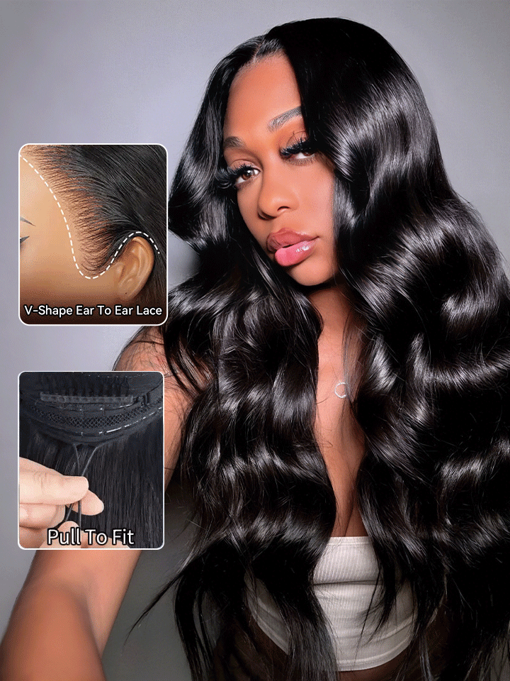 Pull & Go Drawstring Wig Loose Body Wave Glueless 6×5 13×6 HD Lace Wig Natural Hairline