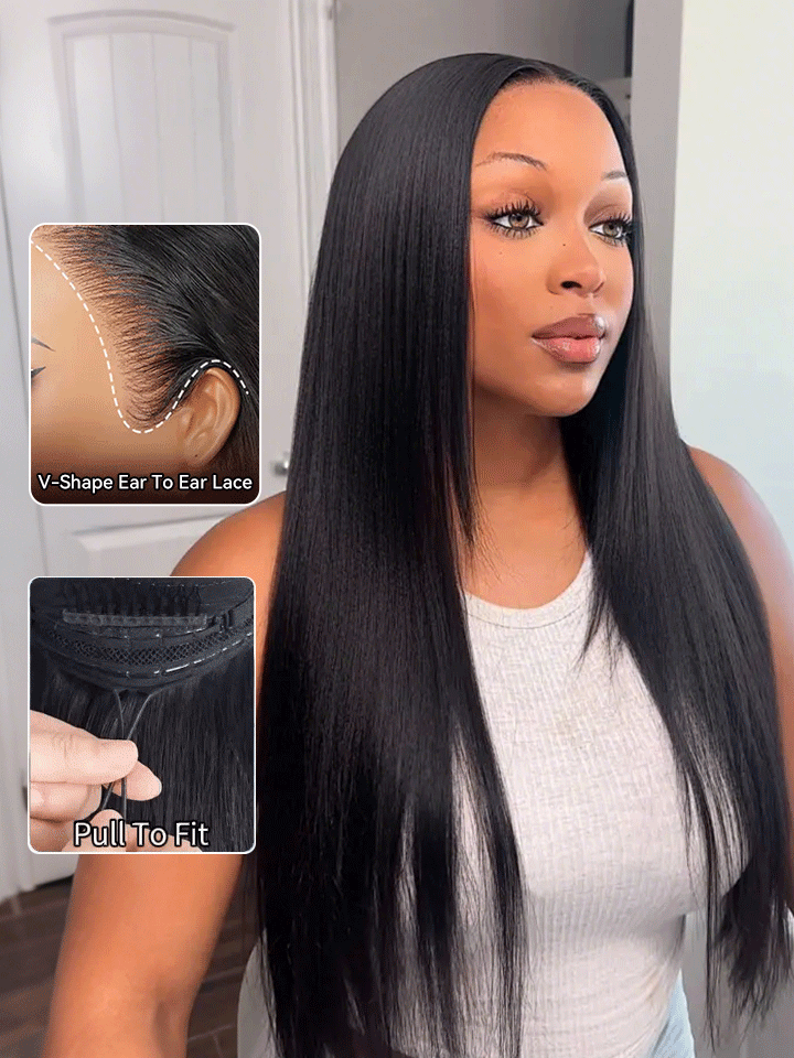 Pull Go Drawstring Glueless Wig Straight Hair 6×5 13×6 Pre-everything Human Hair Wigs