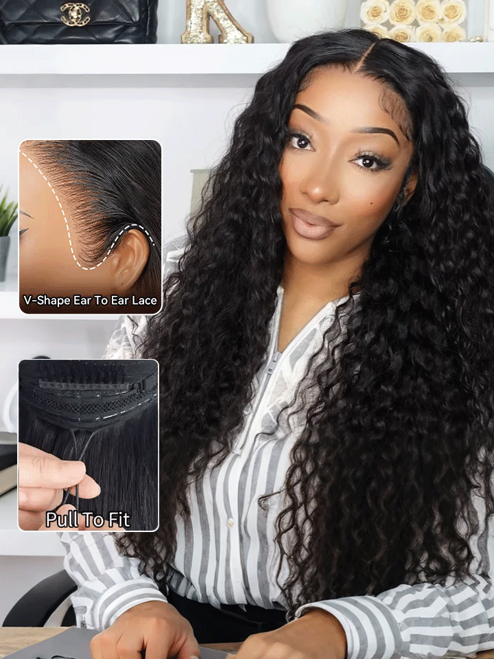Pull & Go Glueless Wig Water Wave Ready To Go 6×5 13×6 HD Lace Human Hair Wig
