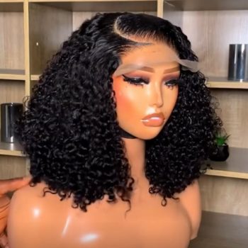 Glueless Deep Curly HD Lace Wig Middle Part 5x5 Lace Short Wig