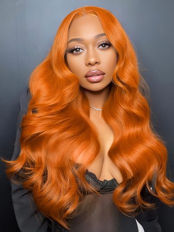 Glueless Ginger Orange Color Wig Straight And Body Wave 13x4 HD Lace Frontal Wig