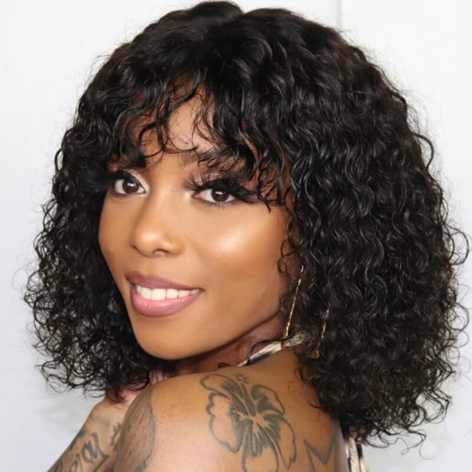 Glueless Machine Made Bob Wig With Bangs