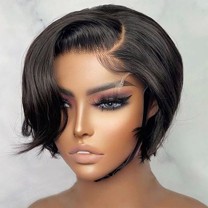 Mscoco Hair Pixie Glueless Lace Wig Straight Hair Wig, Shop 13x1 13x4 Human Hair Short Wig Side Part With Discounts