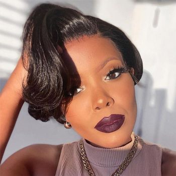 Glueless Side Part Pixie Cut 13x1 Lace Front Wigs Side Part Human Hair Wigs