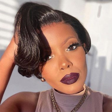 Glueless Side Part Pixie Cut 13x1 Lace Front Wigs Side Part Human Hair Wigs