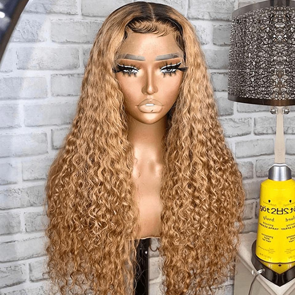 13×4 Lace Wigs Water Wave Ombre Color 1B27 Wig