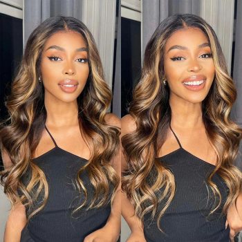 Ombre Highlight Honey Blonde With Dark Roots Body Wave 6×5 13×4 Glueless HD Lace Wig