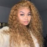 Honey Blonde 5x5 13x4 Lace Wig Undetectable Lace Wig Water Wave 180 Density