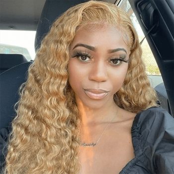 Glueless Honey Blonde 6x5 13x4 Lace Wig HD Lace Wig Water Wave 180% Density