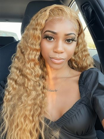 Glueless Honey Blonde 6x5 13x4 Lace Wig HD Lace Wig Water Wave 180% Density