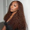Dark Brown Color Curly 5×5 13×4 Lace Front Human Hair Wig 180% Density
