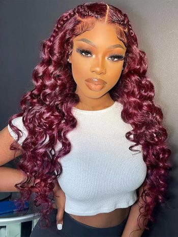 Loose Deep Wave Glueless 6x5 13x4 HD Lace Wig 99J Colored Wigs