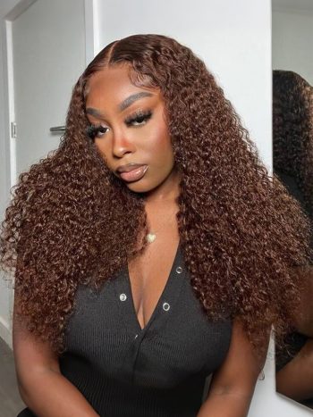 Glueless Dark Brown Color Curly 6×5 13×4 HD Lace Front Human Hair Wig 180% Density
