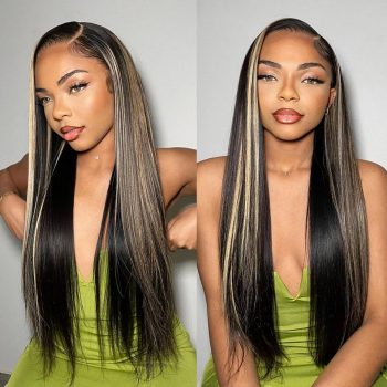 Balayage Blonde Highlight Glueless Straight Hair Wig 6x5 13x4 HD Lace Wigs