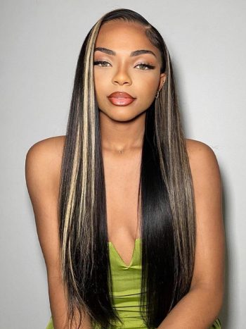 Balayage Blonde Highlight Glueless Straight Hair Wig 6x5 13x4 HD Lace Wigs