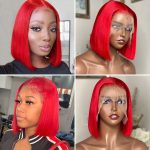 Red Straight Bob Wig 4x4 13x4 Undetectable Lace Wig