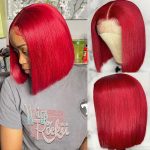 Red Straight Bob Wig 4x4 13x4 Lace Wig