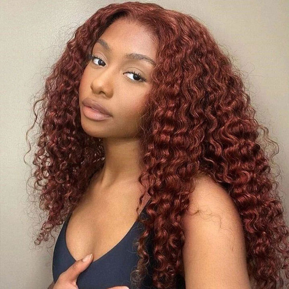 Reddish Brown Color Deep Wave HD Lace Front Wig Trendy Color Wig