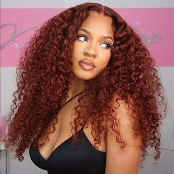 Reddish Brown Color Deep Wave Glueless HD Lace Front Wig Trendy Color Wig