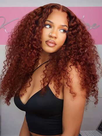 Reddish Brown Color Deep Wave Glueless HD Lace Front Wig Trendy Color Wig